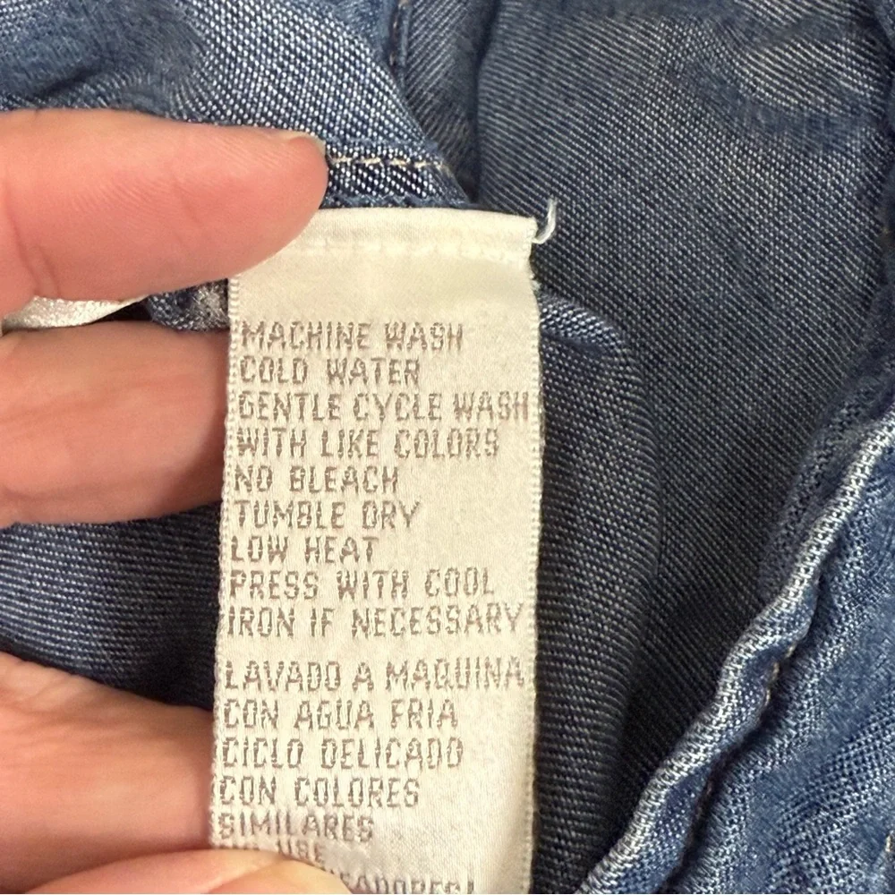 Jones New York Sport Denim Utility Jacket Large Blue Button Front Vintage 90s - Picture 11 of 12